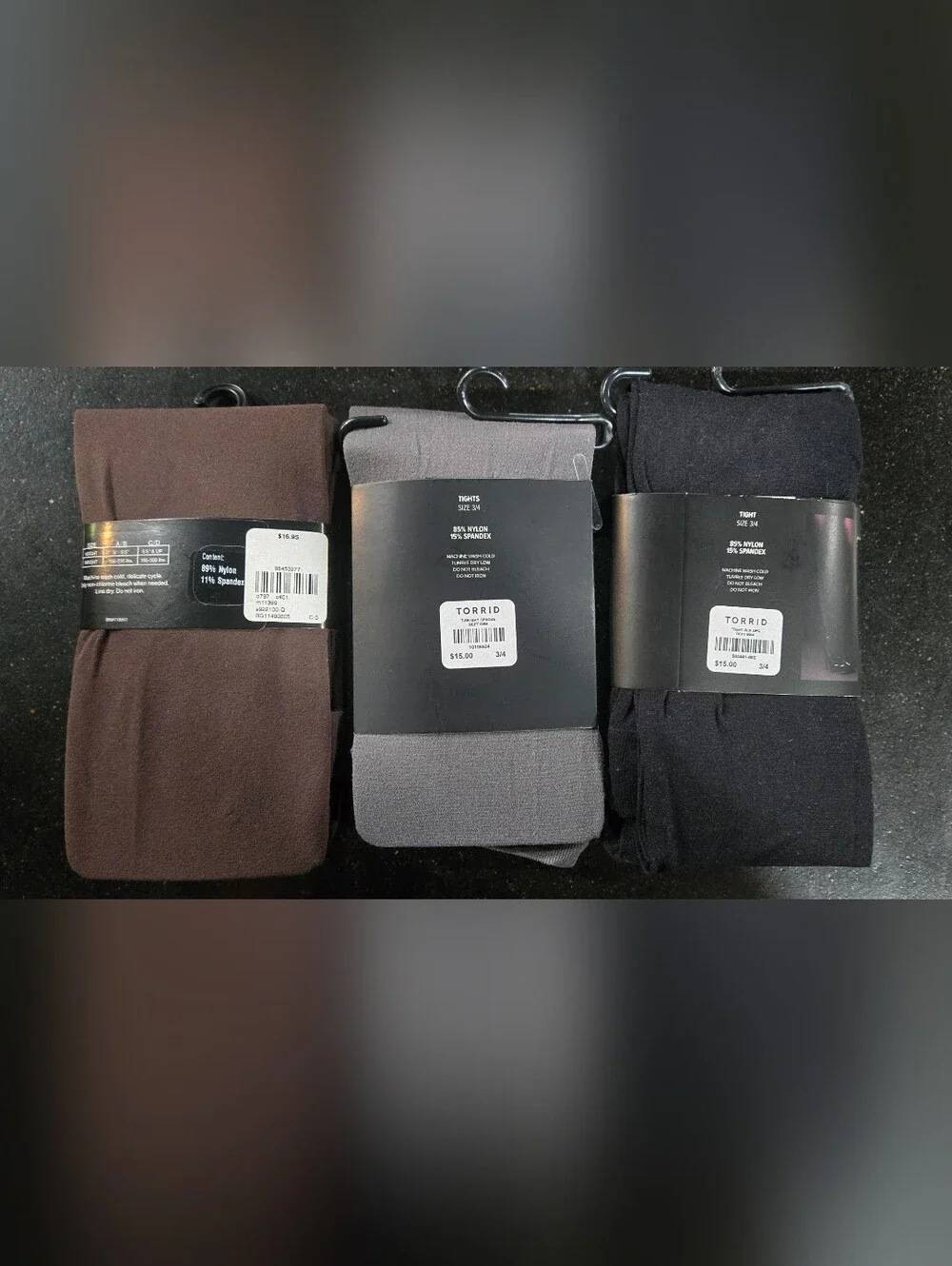 Plus Size Tights Trio in Gray, Black, Brown